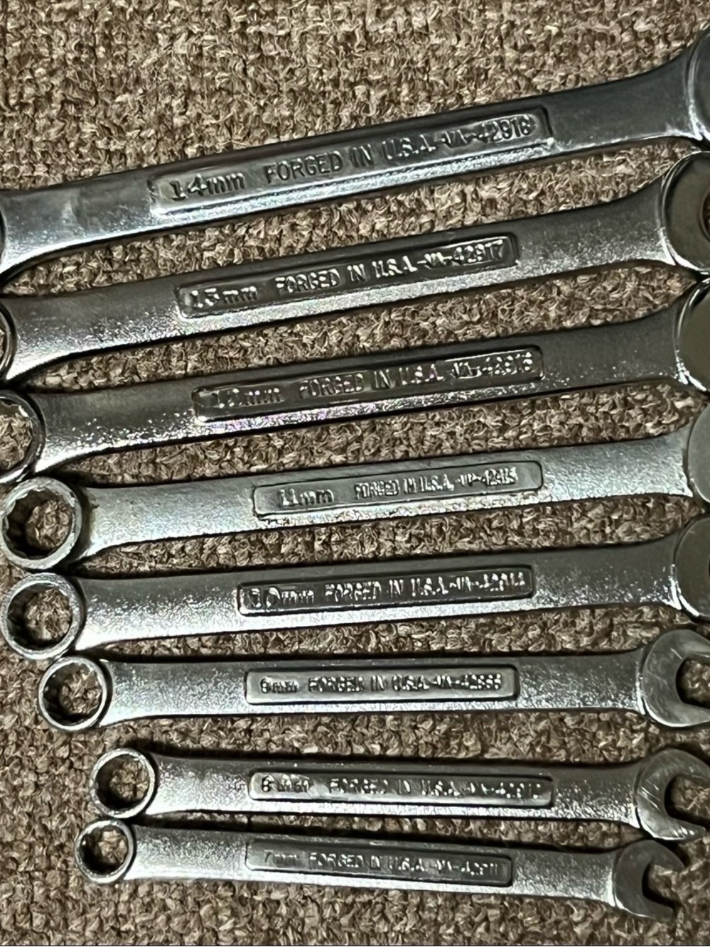 Craftsman VV Series 8 Piece Metric Combination Wrench Set Made In USA